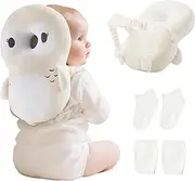 Baby Head Protector Backpack with Socks and Knee Pads - Adjustable Safety Pillow for Crawling Toddlers 5-12 Months, Soft Cushioned Support, Infant Travel Essentials Gift for Boys Girls (Owl)