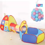 Kids Play Tent Pop up Play Teepee Tent Crawl Tunnel Playhouse Ball Pit Basket...