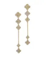 Bloomingdale's Fine Collection Pave Diamond Clover Linear Earrings in 14K Yellow Gold, 1.25 tcw