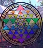 Stained Glass SRI YANTRA SUNCATCHER, Chakra Suncatcher, Sacred Geometry