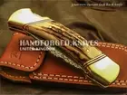 J. NORMEN CUSTOM DAMASCUS FOLDING POCKET KNIFE STAG ANTLER | FREE CUSTOMISATION