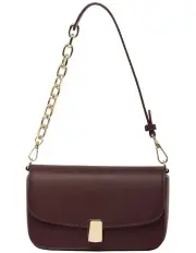 [Mocha] Cora Half-Chain Crossbody Bag in Burgundy