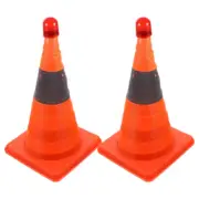 2 Pcs LED Traffic Cone Safety Cones with Reflective Collars Collapsible