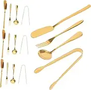 BUGUUYO Cheese Knife Set Mini Tongs for Charcuterie Cheese Butter Spreader Spoons Fork Stainless Steel Accessories
