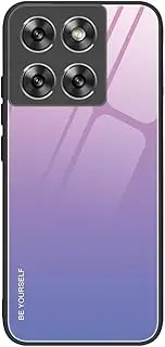 [SEAHAI] Case for Motorola Edge 60 Fusion/Edge 60 5G, Ultra Thin Gradient Color Tempered Glass Hard Back & Soft Silicone TPU Bumper Hybrid Shockproof Cover, Pink Blue
