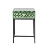 [OneWorld Collection] Stella Bone Inlay Bedside Table Green/White