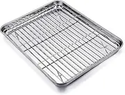 TeamFar Baking Tray and Rack Set, Stainless Steel Baking Pan Cookie Sheet with Cooling Rack, 12.5 x 10 x 1 inch, Non Toxic & Healthy, Easy Clean & Dishwasher Safe