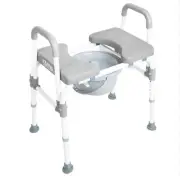 KMINA - Commode Toilet Chair with Adjustable Seat (Up to 400 lbs), Sturdy Bedsid