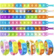 ZNNCO 12PCS Push Pop Fidget Toy Fidget Bracelet, Durable and Adjustable, Multico