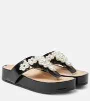 [Simone Rocha] Simone Rocha Embellished leather thong sandals AU 6 black
