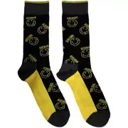 Nirvana Happy Face Logo Crew Socks Black
