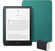 Kindle Paperwhite Essentials Bundle including All-new Kindle Paperwhite (16GB) - Black, Fabric Cover - Jade, and Power Adaptor