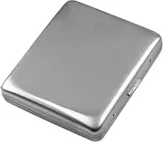 [ARKCHIU] Cigarette Case Metal Box Double Sided Spring Clip Open Pocket Holder for 20 Cigarettes Silver,One Size