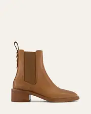 MONA FLAT ANKLE BOOTS TRUE TAN LEATHER