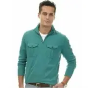 Nautica Men's Quarter Zip French Terry Pullover Sweatshirt Green Size XL