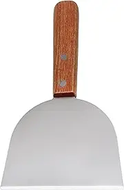 Griddle Scraper, Pancake Stainless Steel Spatula, Bevel-Edged BBQ Scraper for Griddle with Wood Handle for Cooking, Grill Cleaning, Grilling