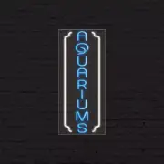 Aquariums Sign for Business Displays | LED Flex Neon | 13"W x 32"H x 1"D