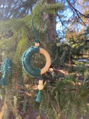 Macrame Christmas Ornaments Hanging Woven Decor For Christmas Tree - Green Ring