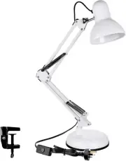 Zeroplusone® Swing Arm Desk Lamp, E27 Bulb Socket, Flexible Clamp on Table Lamps