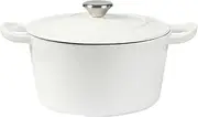 TOQUE Enameled Cast Iron Dutch Oven 4L Pot with Lid Kitchen Cookware White, 4.2 Quart Camping Cooking Non-stick Slow Cooker Deep Pan, Round Dutch Oven Pots for Bread Baking,Braise,Stew,Roast