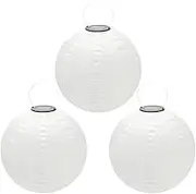 Solar Chinese Lantern Lights 3 Pack 12 inch Round Solar Lanterns LED Nylon Hanging Light Waterproof Outdoor Decorative Lights Home Patio Garden Yard Wedding Party Bedroom, White (2021006)