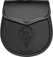 MacCuaig Leather Day Sporran Scottish Clan Crest
