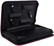 Generic Hair Printed Leather Hair Scissors Bag Barber Salon Storage Case Hairdresser Styling Tools Pouch, Pink
