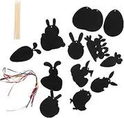 MOLUCKFU 1 Set Easter Scratch Cards for DIY Art Fun Scratching Paper Crafts for Easter Party Favors Creative Hanging Decorations for All Ages