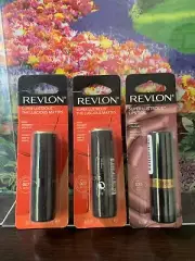 REVLON Super Lustrous Lipstick #007 MATTE ON FIRE & #535 CREME RUM RAISIN
