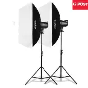 2X Godox SK300II 2.4G Studio Flash + 60*60cm Bowens Softbox + 2m Light Stand Kit