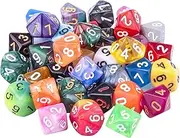 AUSTOR 35 Pieces Polyhedral Dice 10 Sided Game Dice Set Mixed Color 10 Sides Dice Assortment with a Black Velvet Storage Bag for DND RPG MTG Table Games