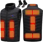 [THUCHENYUC] Heated Vest for Men Women USB Electric Heating Jacket Heated Vests with Heated Socks (Color : 11 Area Heating Black, Size : 5X-Large)