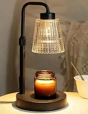 Candle Warmer Lamp with Timer, Adjustable Height Candle Warmer, Dimmable, Home Decor, Wax Warmer Lamp for Jar Candles with 2 Bulbs, Black