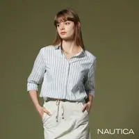 在飛比找momo購物網優惠-【NAUTICA】女裝 雙色豎條紋襯衫(白)