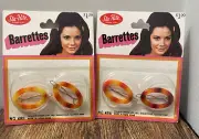 Sta-Rite Ginnie Lou Barrettes 1970s New Old Stock VTG Oval Tortoise Shell 2 Pack