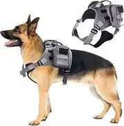 Dog Backpack for Medium & Large Dogs Outdoor Hiking Camping, Dog Saddle Bag with Side Pockets & Adjustable Strap (Grey, S)