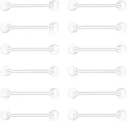 [Besyvvin] Clear Tongue Ring Acrylic Nipple Bars 14G Plastic Flexible Tongue Piercing Bioflex Retainers 10mm 12mm 14mm 16mm 19mm