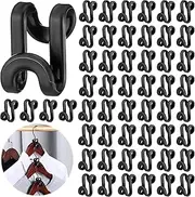 50 Pcs Mini Clothes Hanger Connector Hooks Black Heavy Duty Closet Organizer Space Saver Plastic Extenders Accessory Cascading Connection Shirt Wardrobe