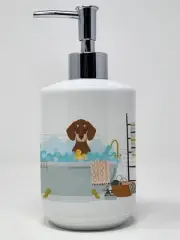 Chocolate and Cream Dachshund Ceramic Soap Dispenser Hand Soap Dispenser Pump