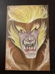 SABRETOOTH Original Art by Chris McJunkin Acrylic on Chipboard 2025 NEW!