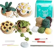 Crochet Kit for Beginners, DIY Handmade Crochet Kit for Adults and Kids, Crochet Gifts, Knitting Kit for Beginners, Step-by-Step Video Tutorials - Hanging Plant Amigurumi 4pcs