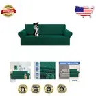 Elegant Hunter Green Stretch Sofa Cover - Fits 94-110" Couches, Machine Washable