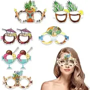 Hawaiian Sunglasses | 6 Pair Novelty Paper Sunglasses - Fancy Dress Props Fun Kids Favors, Beach Themed Supplies Decoration For Kids Adults, Pool Photo Booth Prop