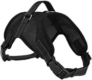 Hohopeti Saddle Style Mesh Dog Harness for Medium and Large Dogs Comfortable Control Quick Release Buckle Durable Black for Walking and Training