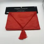 Robert Stanley Home Faux Silk Table Runner +Tassels Sparkly Flame Red-72"Lx13"W