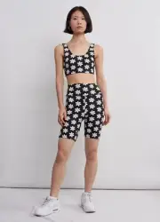 NEW Levi's Daisy Bike Shorts Floral Black White Exercise Workout Cute Flower