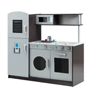 Costway Pretend Kitchen Set Cooking Role Play Toy w/Cupboard Storage Cabinet Christmas Gift Grey