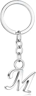 [Reizteko] Stylish Letter Simple Alphabet Key Ring Creative Charms for Handbags Alphabet Initial Letter Pendant with Key Ring (Letter:M)