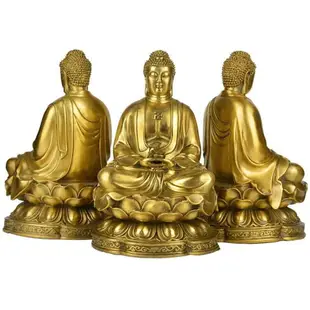 純銅佛像擺件如來三寶佛釋迦摩尼阿彌陀佛藥師佛像大全佛堂供奉 wk12012