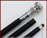 Silver Designer Brass Knob Handle Walking Stick Antique Style Walking Cane